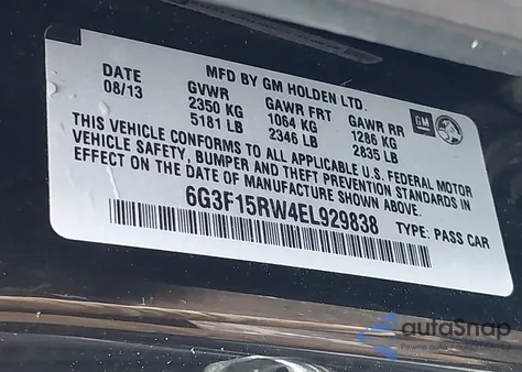 2014 Chevrolet Ss z USA, uszkodzony, nr VIN 6G3F15RW4EL929838